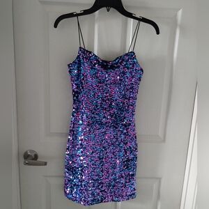 Iridescent Sequin Spaghetti Strap Party Dress Size S Allison & Kelly Like New